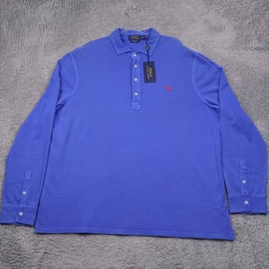 Neu mit Etikett Polo Ralph Lauren federleichtes Netzhemd Herren XXL Langarm Polo blau - Bild 1 von 12