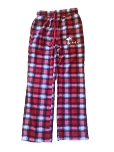 Peanuts Fleece Pyjamahose Damen Medium Snoopy Weihnachten kariert rot - Bild 1 von 10