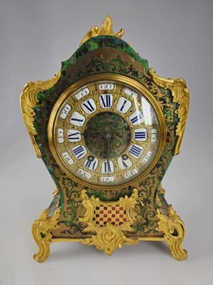 Hermoso reloj Boulle verde francés de mediados del siglo XIX para restauración  Foto 1 de 4