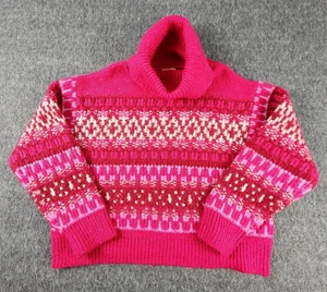 Maglione filo universale donna grande rosa Fair Isle girocollo ritagliato nordico - Foto 1 di 15