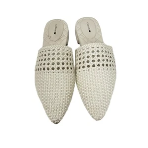 Birdies The Dove Pantoletten Schuhe Gr. 9 geflochtenes Leder spitz zulaufend weiß ecru Slipper - Bild 1 von 8