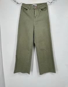 Zara The Marine Straight Wide Leg High Waist Jeans Grün Größe 0 / Raw Hem - Bild 1 von 7