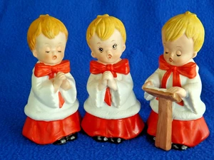 Vintage HOMCO #5550 3er Set Weihnachten CHOR JUNGEN singende Weihnachtslieder - Bild 1 von 4
