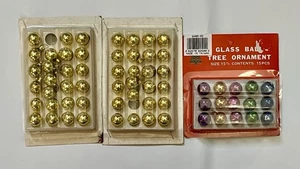 Vtg Lot 62 Xmas Mercury Glass  1/2” Gold Miniature Ball Mini 15mm Ornaments Box - Picture 1 of 10