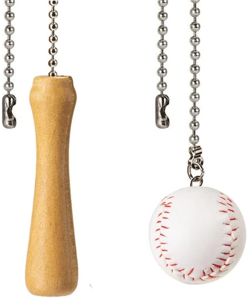 Baseball and Baseball Bats Ceiling Fan Pull Chain Ornaments Extender，With 12" Si - Image 1 of 4