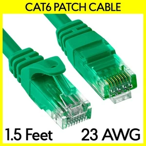 Cavo patch Ethernet Cat6 1,5 piedi verde Cat 6 RJ45 LAN cavo router Internet - Foto 1 di 3