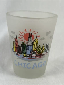Chicago Illinois Shot Glass City Landscape Frosted Souvenir - Picture 1 of 6