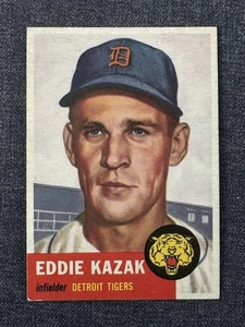 1953 TOPPS BASEBALL CARD #194 EDWARD EDDIE KAZAK DETROIT TIGERS  EX - Picture 1 of 2
