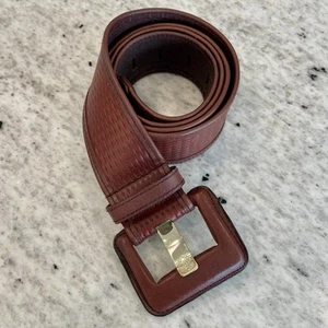 Vince Camuto Brown Woven Leather Thick Belt with Gold Buckle Women’s Size XL - Picture 1 of 4