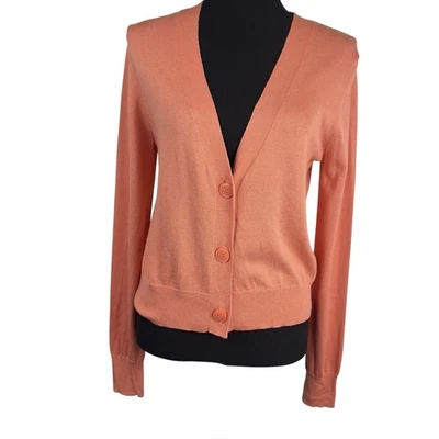 Nordstrom Halogen Cardigan Button-Down Sweater Organic Cotton Knit Coral Small - Image 1 of 4