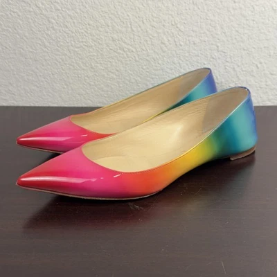 Christian Louboutin Shoes Womens Size 38.5 Patent Pointed Toe Flats Made in - Image 1 of 4
