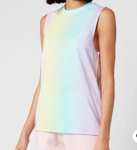 Olivia Rubin Ella Tank Top Loungewear Pastel Rainbow Ombre Cotton Size S NEW - Picture 1 of 15