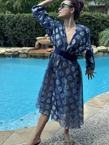 Vtg Ted Lapidus Y2K Sheer Blue and Silver Evening Coat Haute Couture Paris Sz 10 - Picture 1 of 22