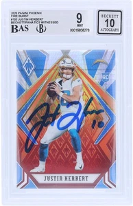 Justin Herbert Chargers Signed 2020 Phoenix Fire Burst #103 BAS 9/10 Rookie Card - Picture 1 of 3