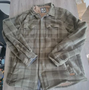 Voyager Giacca Camicia Flanella Pesante Uomo XL Termica Foderata Verde Plaid Bottoni - Foto 1 di 5
