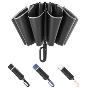 Inverted Umbrella with Carabiner Clip Handle & Reflective Strip- Reverse Fold... - Picture 1 of 7