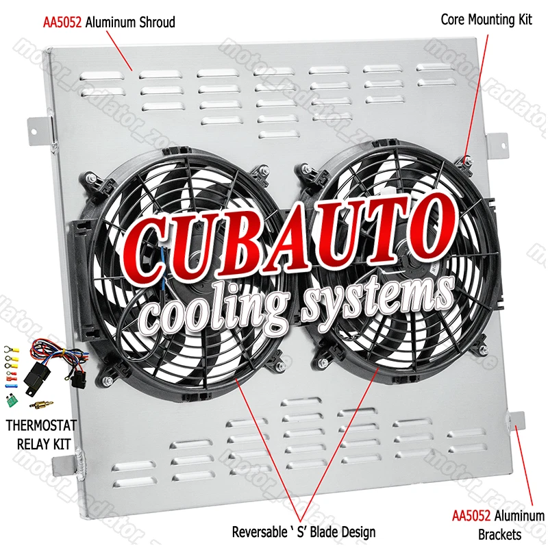 Aluminum Shroud & 2*12" Fans Fits 2003-2009 Toyota 4Runner/Lexus GX470 4.7L V8 Foto 1 de 4