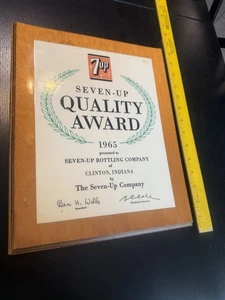7Up 7up 7 Up 1965 Old Vintage Glossy Wooden Award Sign Plaque Ben H Wells Wood - Picture 1 of 11