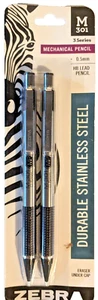 Zebra Pen M-301 Mechanical Pencil, Fine Point, 0.5mm, Black Grip, 2-Pack - Picture 1 of 2