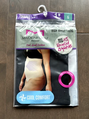 Tanga de cintura alta Maidenform Flexees suavizante ropa moldeadora fresca cómoda negra pequeña Foto 1 de 3