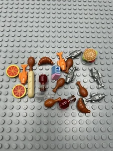 LEGO Lot 20 Minifigure Minifig Cooking Food Fish Bread Pizza Chicken Milk - Picture 1 of 6