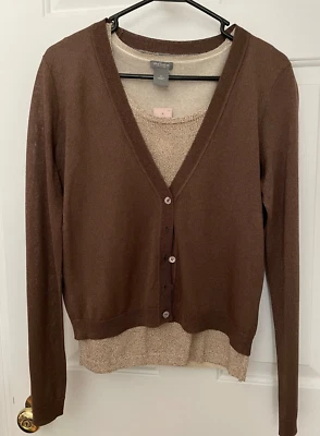 Conjunto Suéter Ann Taylor S/M Beige Brillante Dorado Cobre Marrón Foto 1 de 4