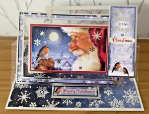 Biglietto Babbo Natale e Cavalletto Pettirosso 7"x5" fatto a mano "Credi nella magia di.." - Foto 1 di 6
