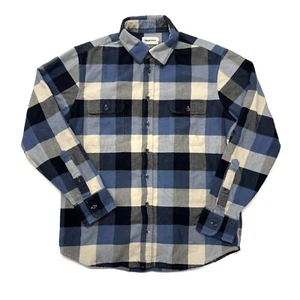 Taylor Stitch Heavyweight Thick Flannel Shirt Plaid Blue White Mens Sz 40 Button - Picture 1 of 10
