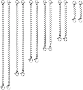 12 PCS Necklace Extenders - Stainless Steel Necklace Extension Chain for Jewelry - Picture 1 of 12