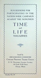 Chicago Printing Trades Unions Circular 1940s Time & Life Magazines RR Donnelley - Picture 1 of 3