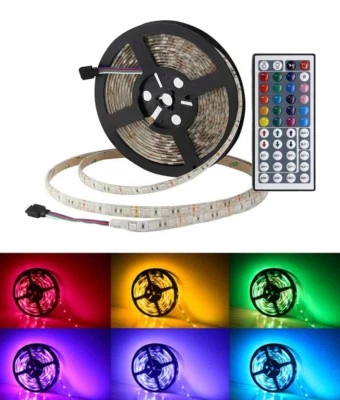 STRISCIA LED RGB MULTICOLORI BOBINA 5MT 16 COLORI TELECOMANDO PER CASA BAR PUB - Immagine 1 di 3