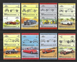 Bequia Island 1984 Leaders of the World Automobiles MNH set in 8 pairs. - Picture 1 of 1