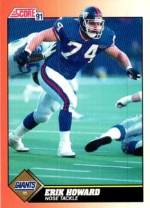 1991 Score Football Card #408 Erik Howard NY Giants - Picture 1 of 2