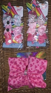 NWT Girls JOJO SIWA 1 Large Pink Heart Bow & 6 Smaller Dance Gem Bows - Picture 1 of 4