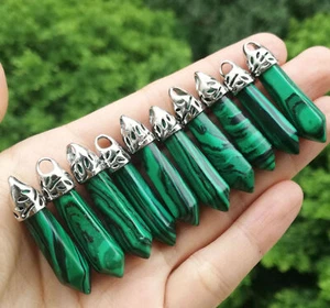 10 pezzi pietra malachite punta esagonale ciondolo chakra reiki amuleto guarigione - Foto 1 di 1
