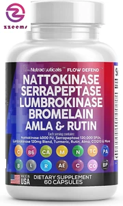 Nattokinase Serrapeptase Lumbrokinase Bromelain Papain Papaya Rutin Extract Amla - Picture 1 of 12