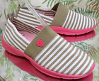 EASY SPIRIT e360 PINK BEIGE STRIPED FABRIC SNEAKERS LOAFERS SHOES WOMENS SZ 9 M