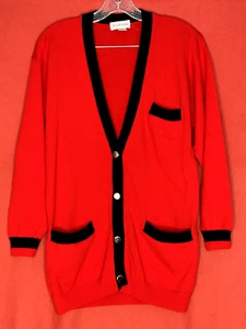 JH Collectibles Red Black Trim Cardigan Women's Size S - Picture 1 of 2