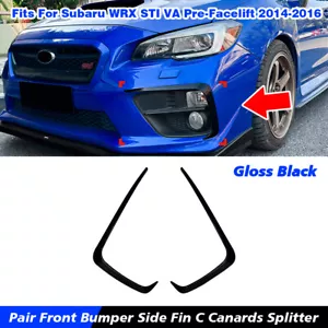 For Subaru WRX STI VA 2014-2016 Black Front Bumper Side Fin C Canards Splitter - Picture 1 of 4