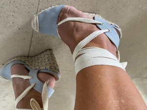 SCHUTZ high hills light blue espadrilles - Picture 1 of 10