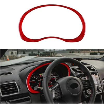 Red Carbon Fiber Speedometer Cluster Cover Sticker For Subaru WRX Saloon 2015-21 Foto 1 de 4