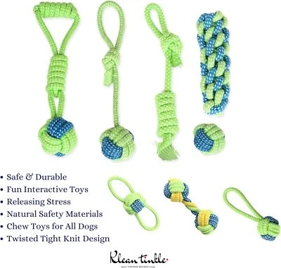 Set of  8 Dog Rope Toys Braided Rope Chew Play for Aggressive Chewers Cotton Toy - Image 1 of 4
