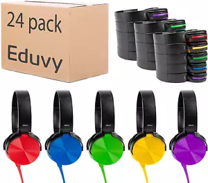 Bulk Pack Headphones for Classroom Wired Head Phone School Mixed Color Black NEW - Picture 1 of 14
