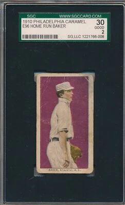 1910 E96 PHILADELPHIA CARAMEL - HOME RUN BAKER - SGC 30 GD 2 (SVSC) CENTERED! - Image 1 of 2