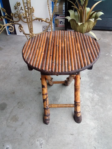 Antique Bamboo Folding Petite Table Cover
