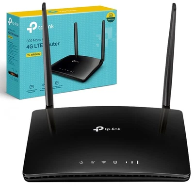 TP-Link TL-MR6400 Smart Wireless Router 300Mbps Wi-Fi 4G Sim Card Slot LTE Black - Image 1 of 4