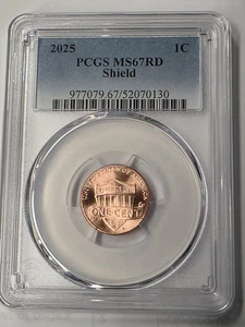 2025 P Lincoln SHIELD 1c Cent PCGS MS67RD - Picture 1 of 4