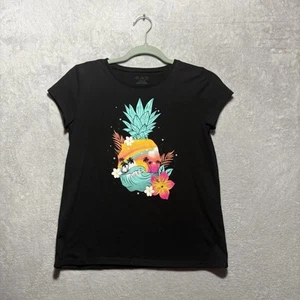 PLACE Girl's XL 14 Black Island Surf Tropical Soft T-Shirt - Picture 1 of 4