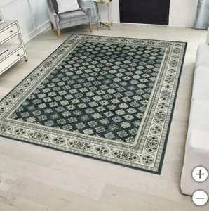 Wyatt & Ash, 5'3" x 7'5" "Beatrice" Washable Indoor Area Rug | Navy - Picture 1 of 6