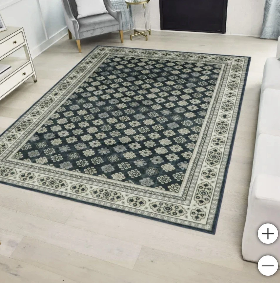 Wyatt & Ash, 5'3" x 7'5" "Beatrice" Washable Indoor Area Rug | Navy - Image 1 of 4